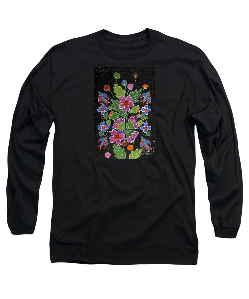 Flowers Long Sleeve T-Shirt featuring the painting Only Human Beings Share Stories by Chholing Taha