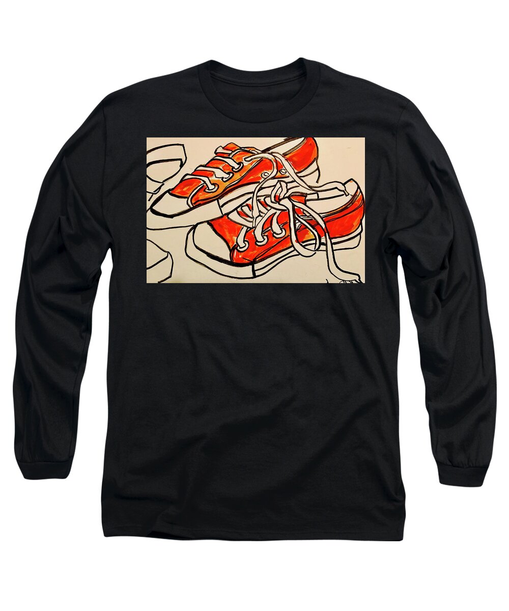  Long Sleeve T-Shirt featuring the painting Orange by Angie ONeal
