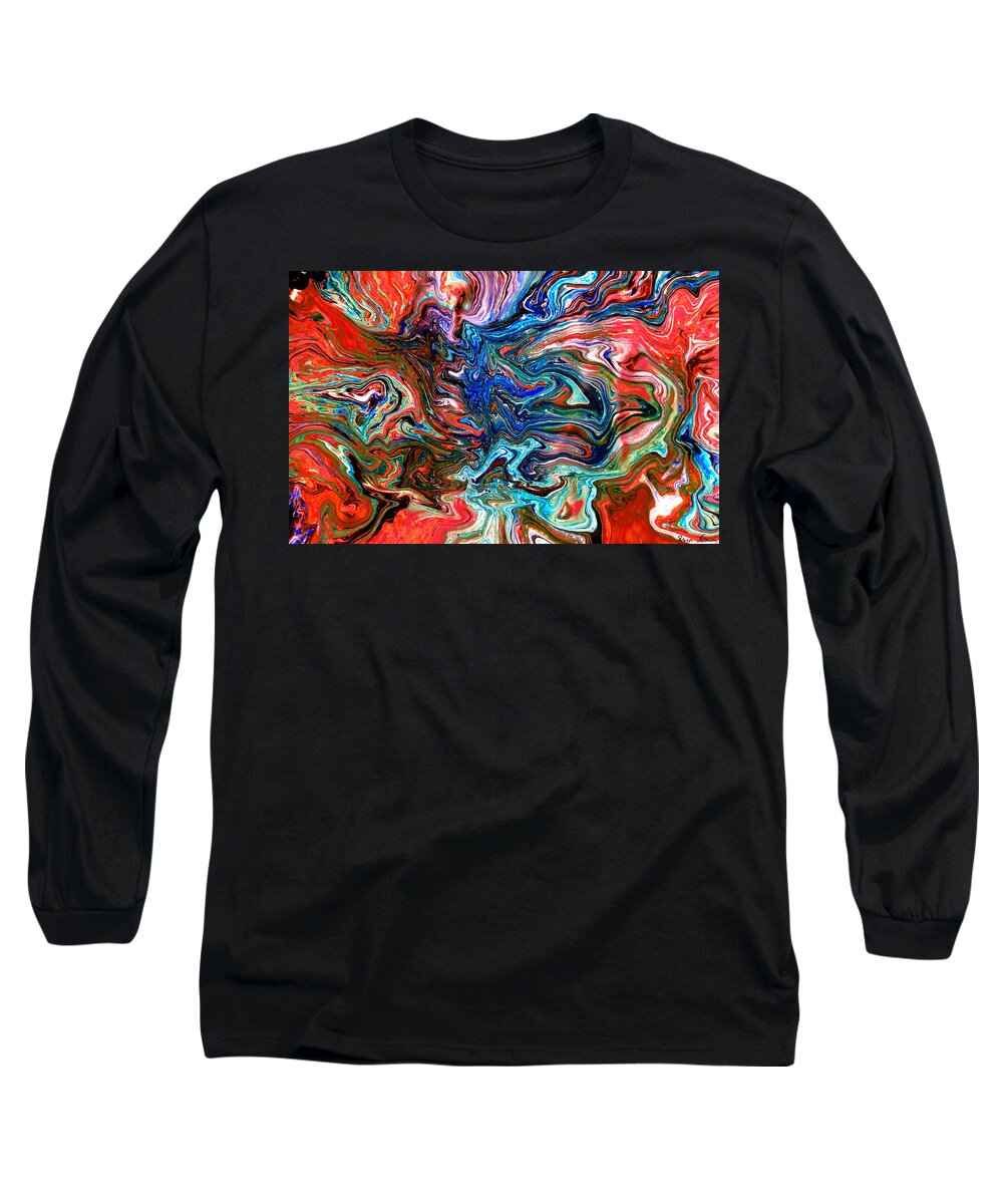 Long Sleeve T-Shirt featuring the painting Panic Attack by Rein Nomm
