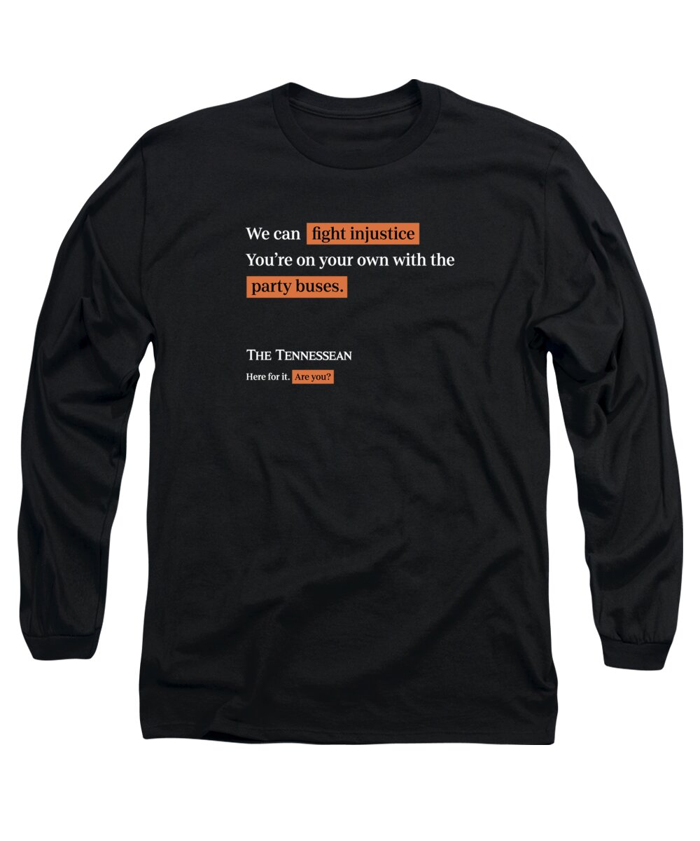 Nashville Long Sleeve T-Shirt featuring the digital art Party Buses - Tennessean Black by Gannett