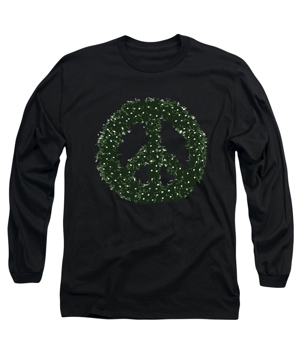 Christmas 2023 Long Sleeve T-Shirt featuring the digital art Peace Wreath by Flippin Sweet Gear