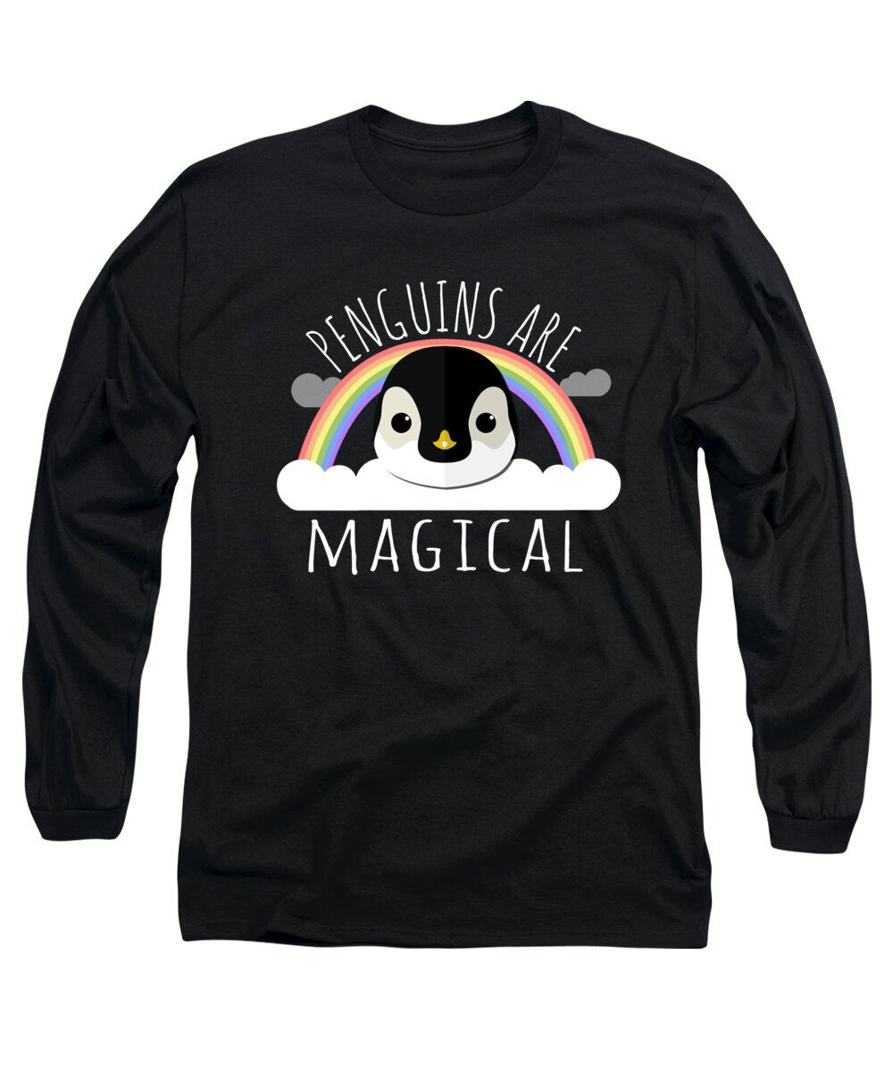 Funny Long Sleeve T-Shirt featuring the digital art Penguins Are Magical by Flippin Sweet Gear