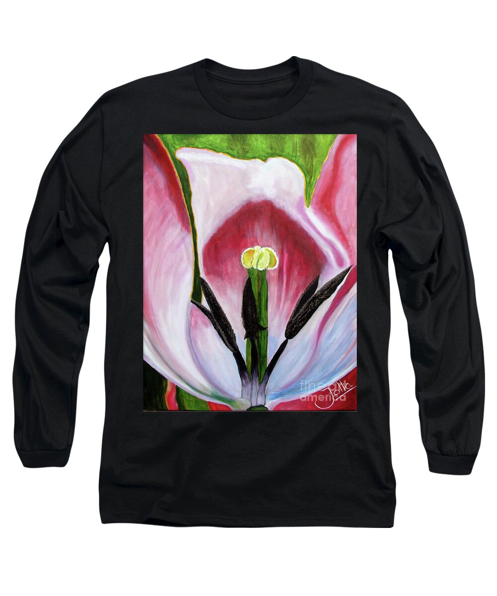 Tulip Long Sleeve T-Shirt featuring the painting Perfect love by Jolanta Anna Karolska