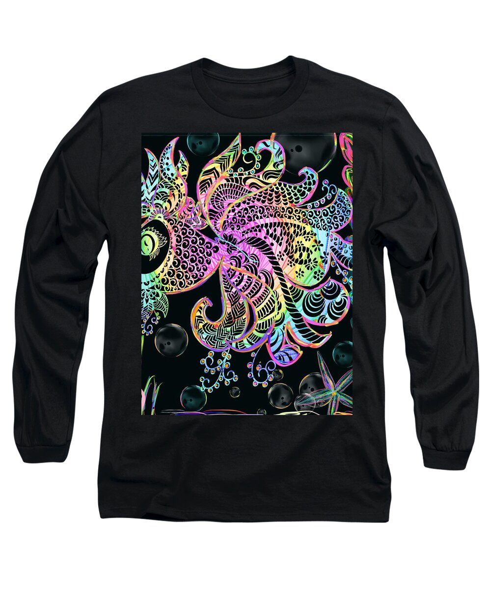 Goldfish Long Sleeve T-Shirt featuring the painting Poisson arc-en-ciel by Kelly Dallas
