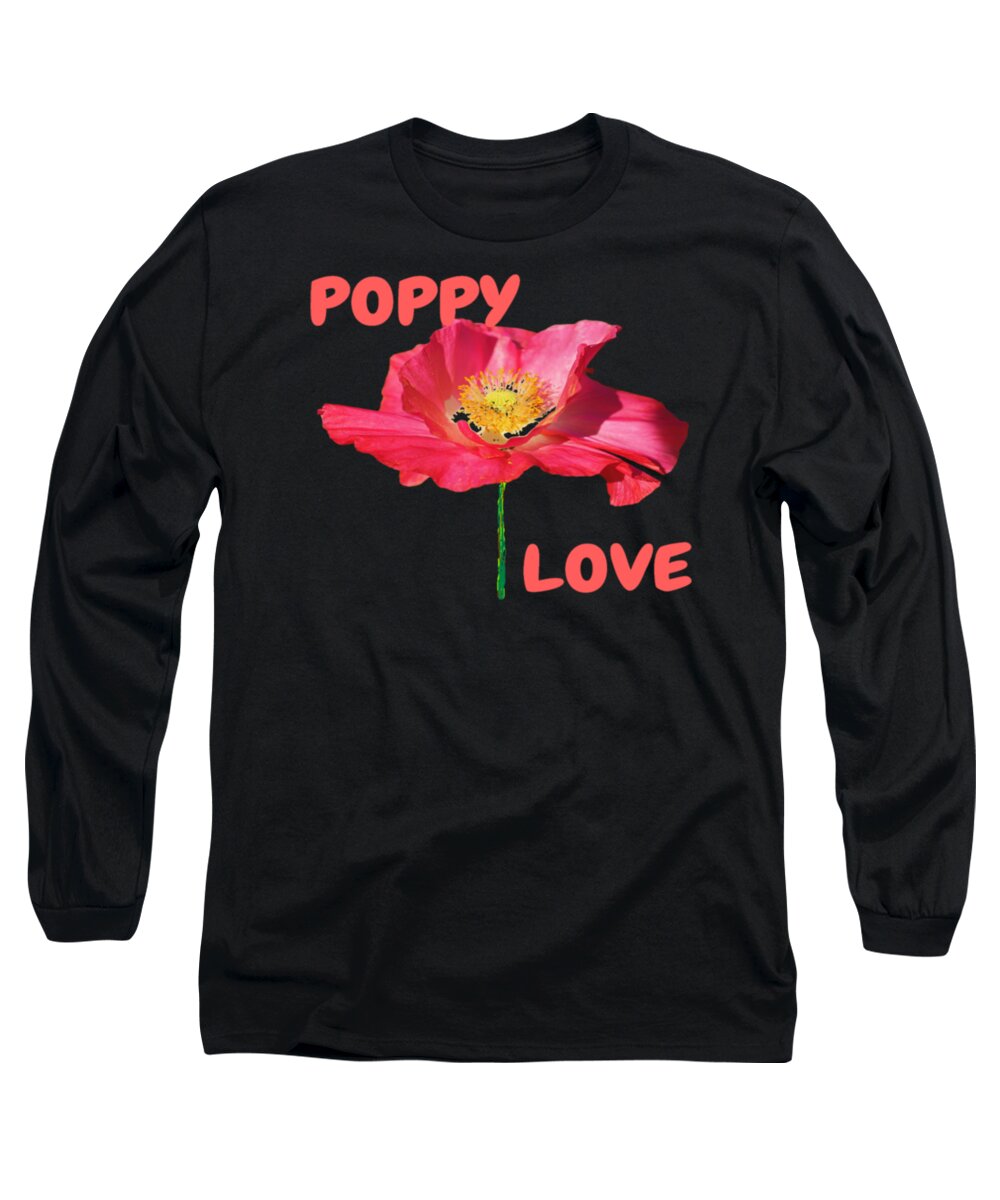 Poppy Long Sleeve T-Shirt featuring the mixed media Poppy Love by Denise Morgan