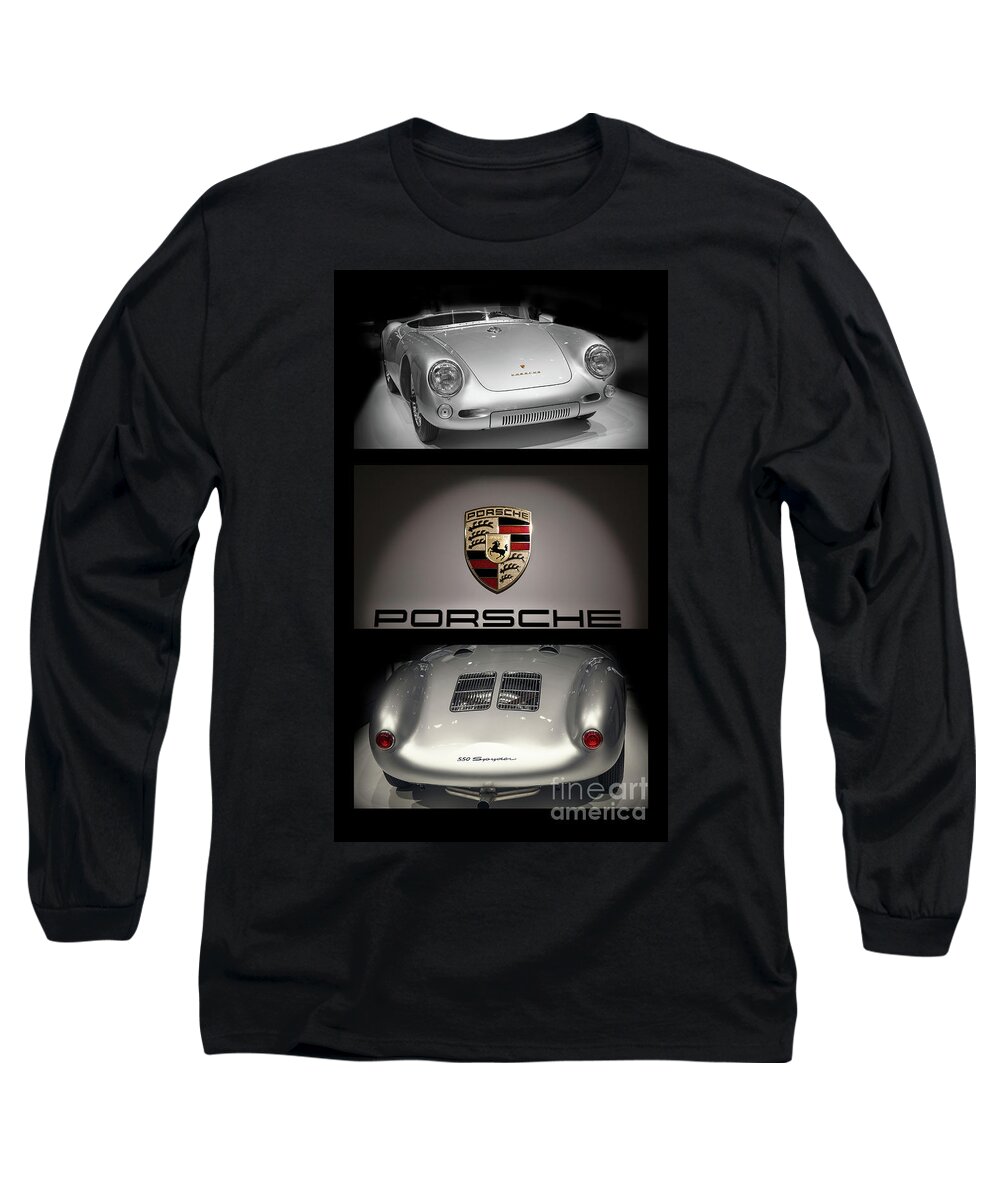 Porsche 550 Long Sleeve T-Shirt featuring the photograph Porsche 550 Spyder triptych by Stefano Senise