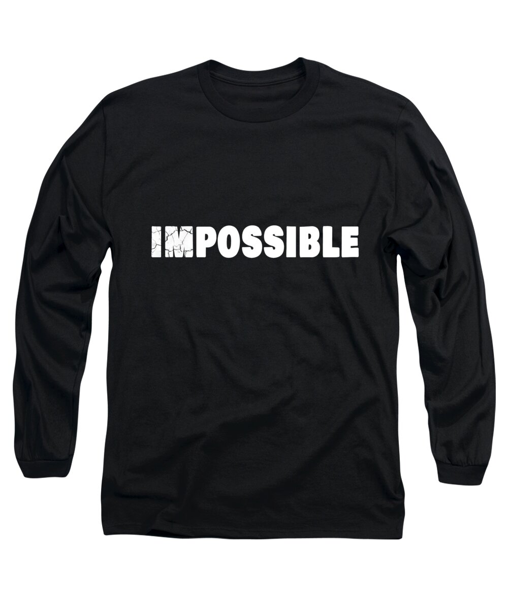 Impossible Long Sleeve T-Shirt featuring the digital art Possible Impossible black background by Amit Roy