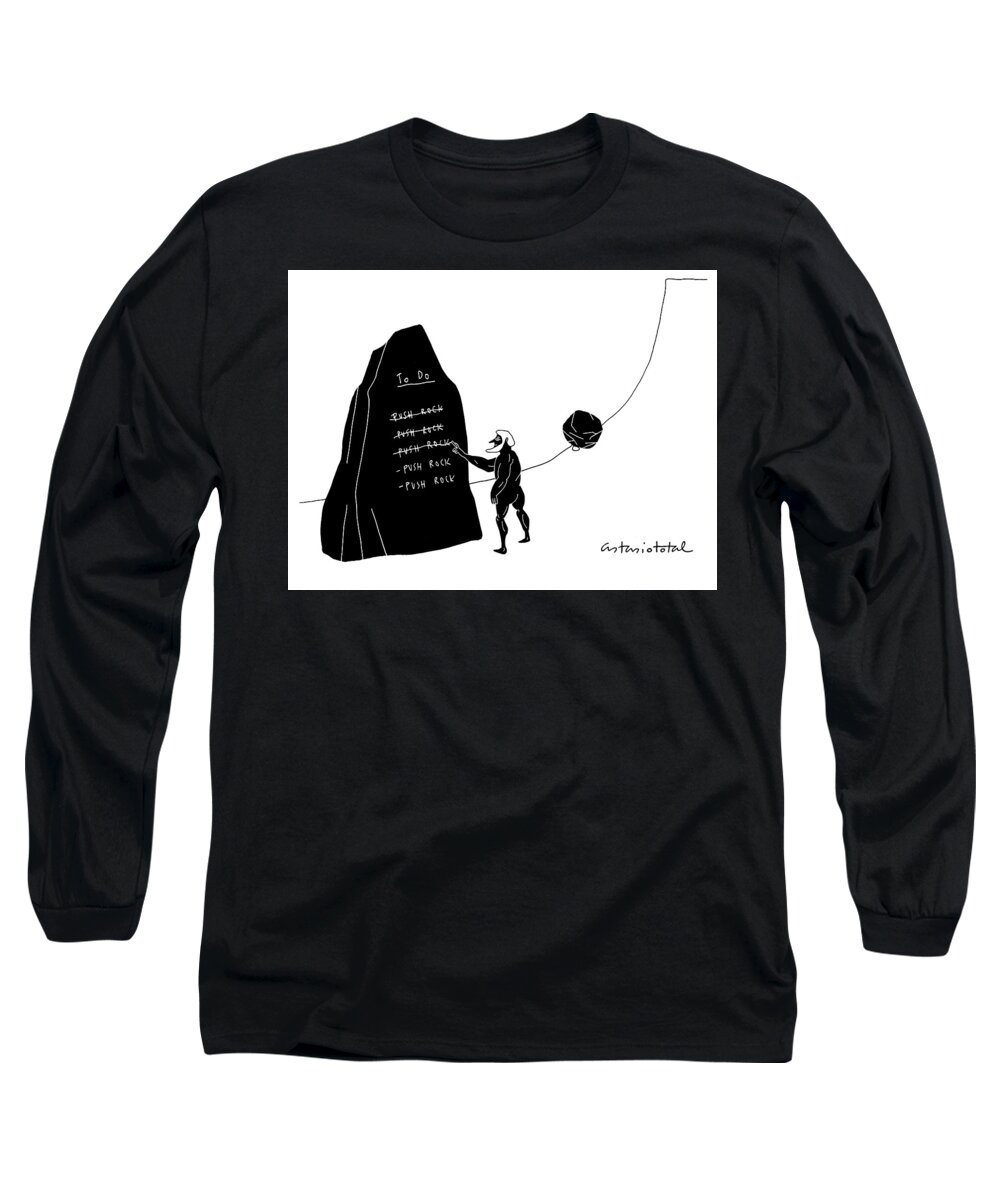 Captionless Long Sleeve T-Shirt featuring the drawing Push Rock by Juan Astasio