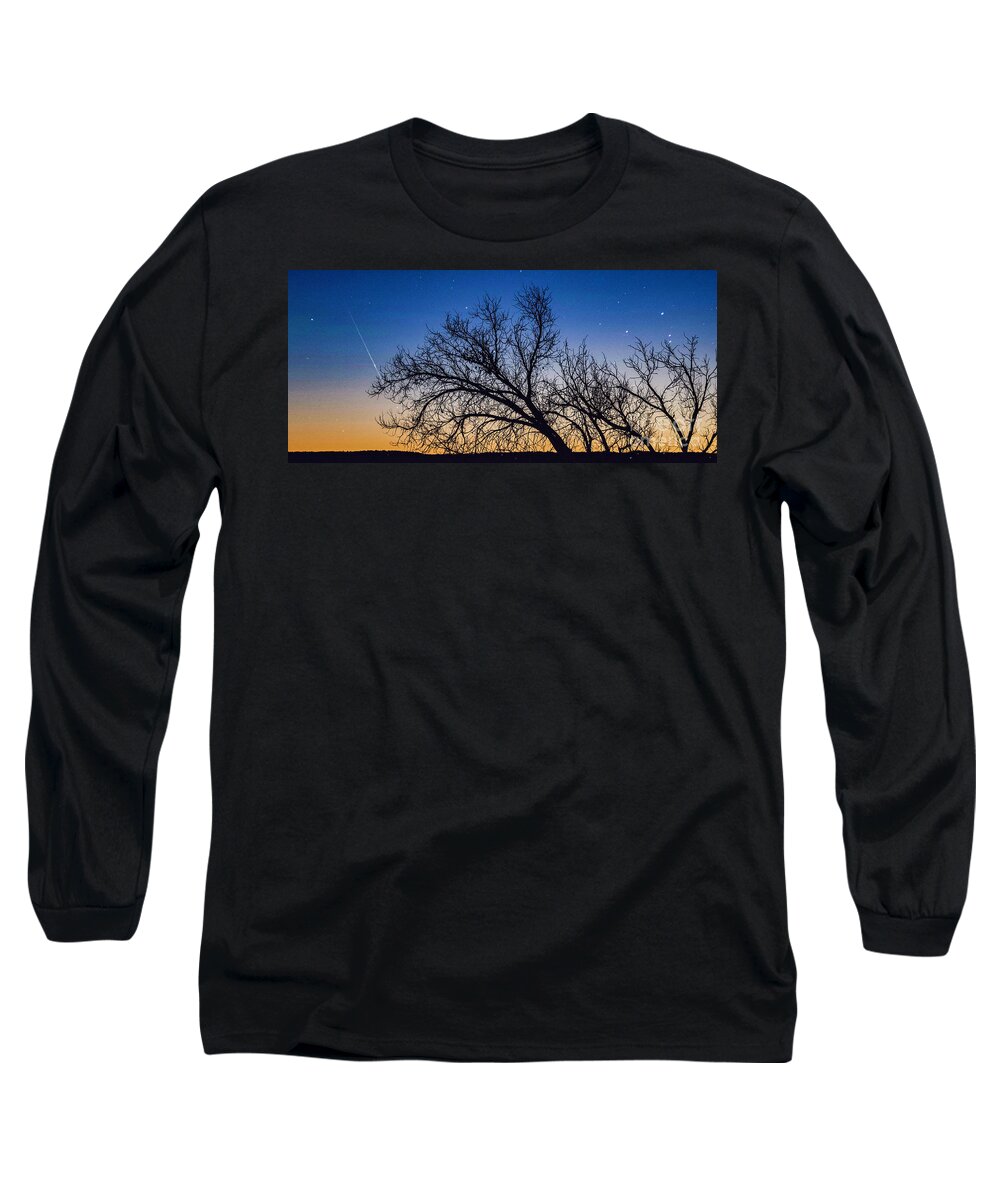 Meteor Long Sleeve T-Shirt featuring the photograph Quadrantid Meteor Shower by Shirley Dutchkowski