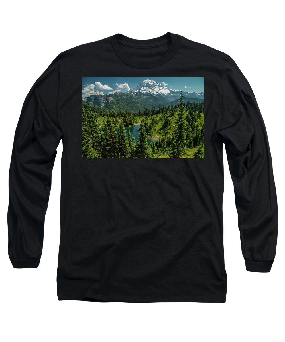 Mt Rainier Long Sleeve T-Shirt featuring the photograph Rainier from Tolmie Peak by Doug Scrima