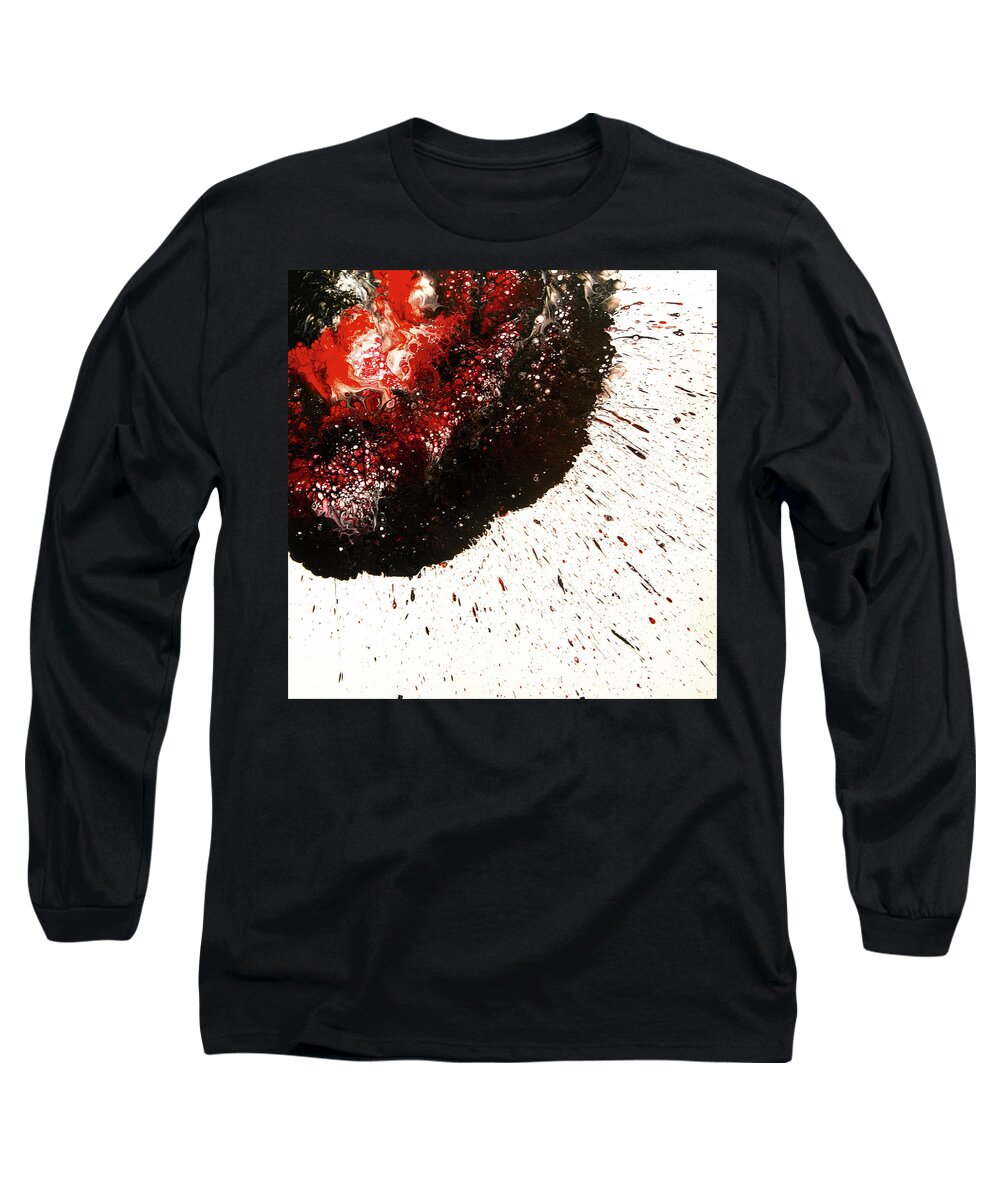 Red Long Sleeve T-Shirt featuring the painting Red Explosion by Donna Manaraze