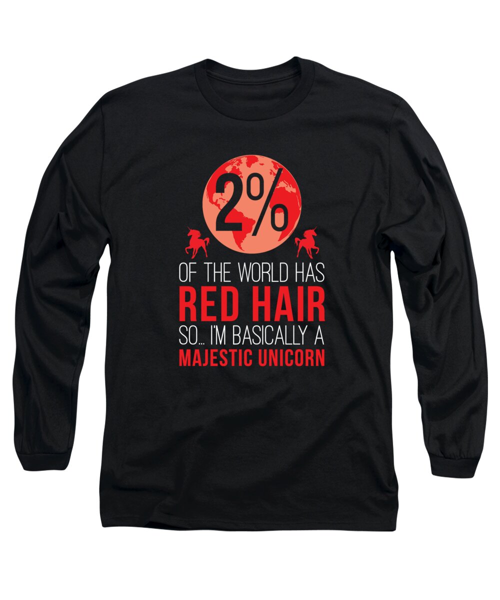 Fantasy Long Sleeve T-Shirt featuring the digital art Red Hair Majestic Unicorn by Jacob Zelazny