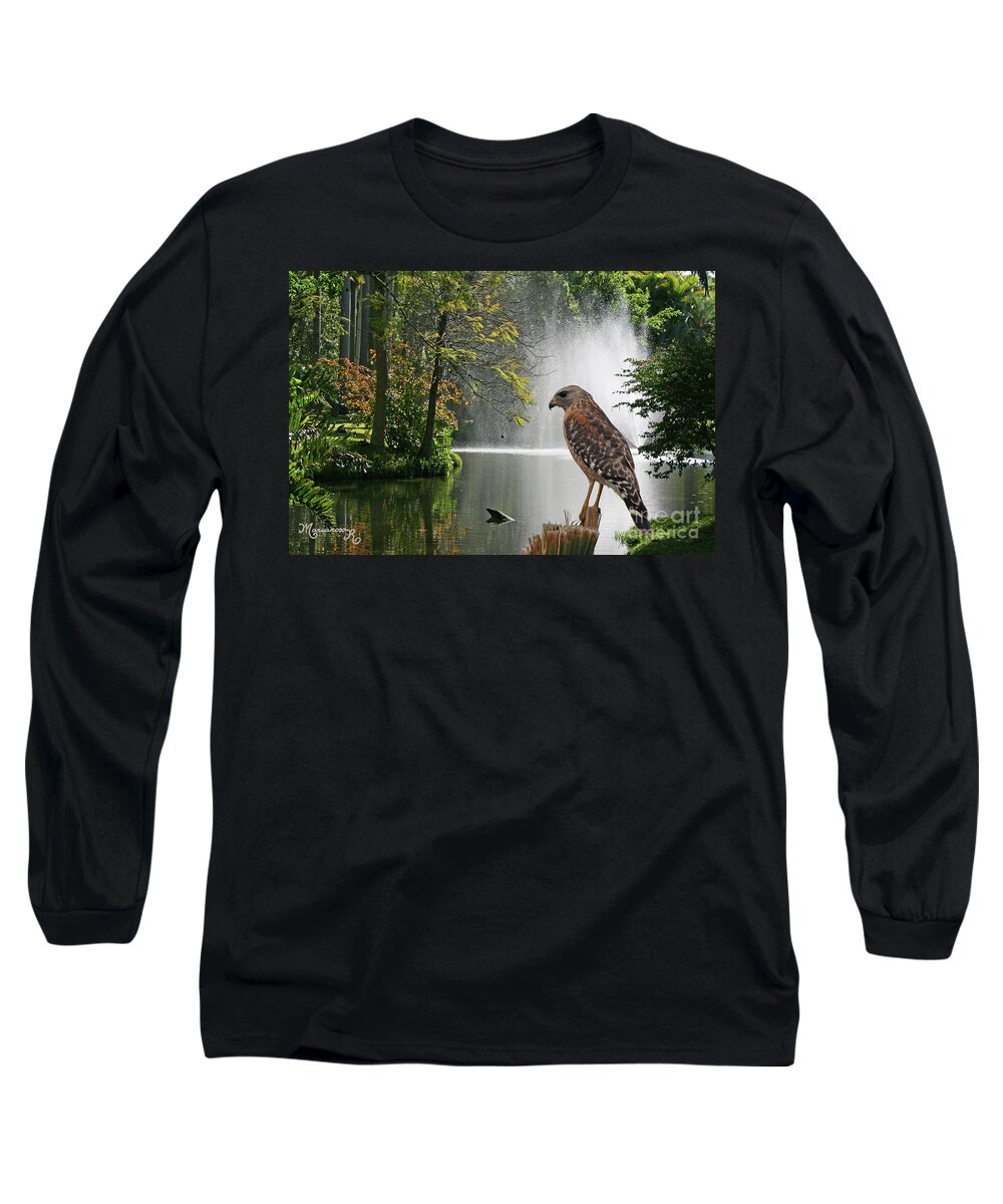 Nature Long Sleeve T-Shirt featuring the photograph Red-Shouldered Hawk by Mariarosa Rockefeller