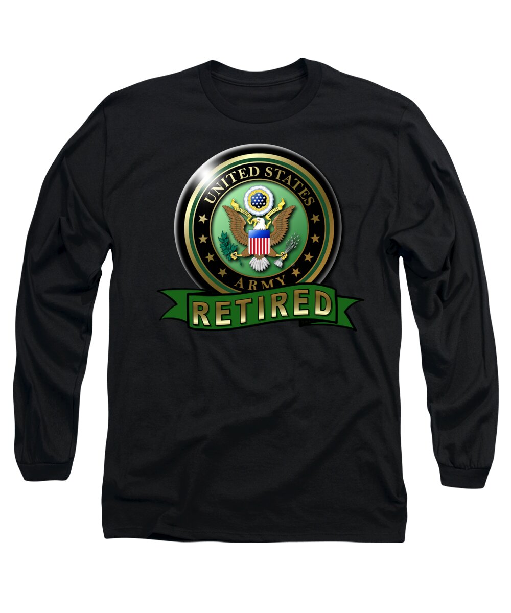 Retired Long Sleeve T-Shirt featuring the digital art Retired Army by Bill Richards