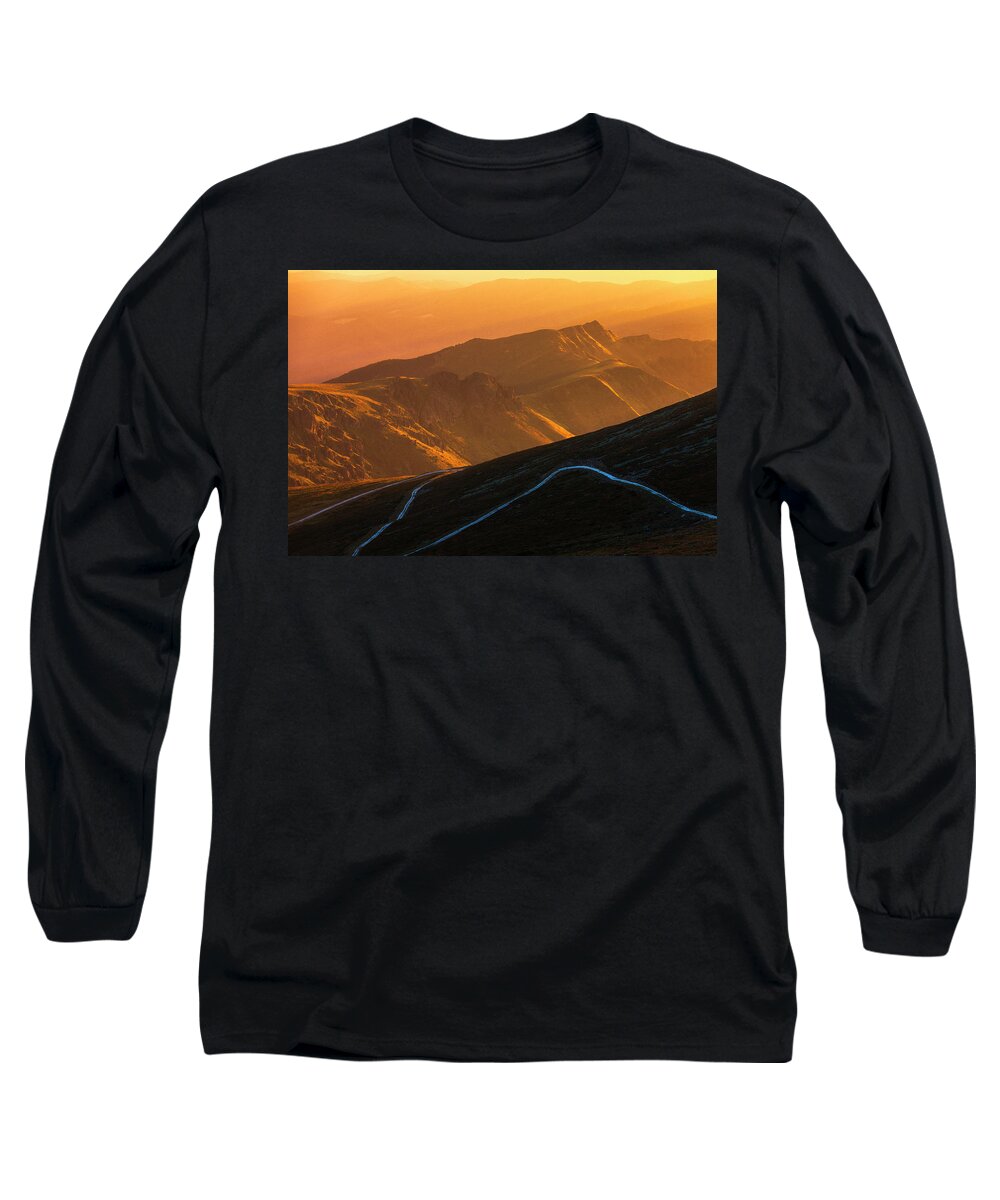 Balkan Mountains Long Sleeve T-Shirt featuring the photograph Road To Middle Earth by Evgeni Dinev