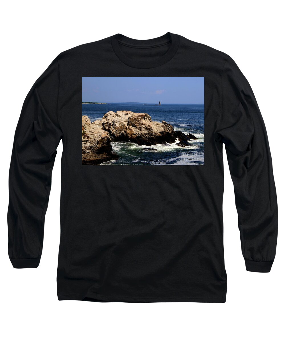 Coast Long Sleeve T-Shirt featuring the photograph Rocky Coast and Light House by Lennie Malvone