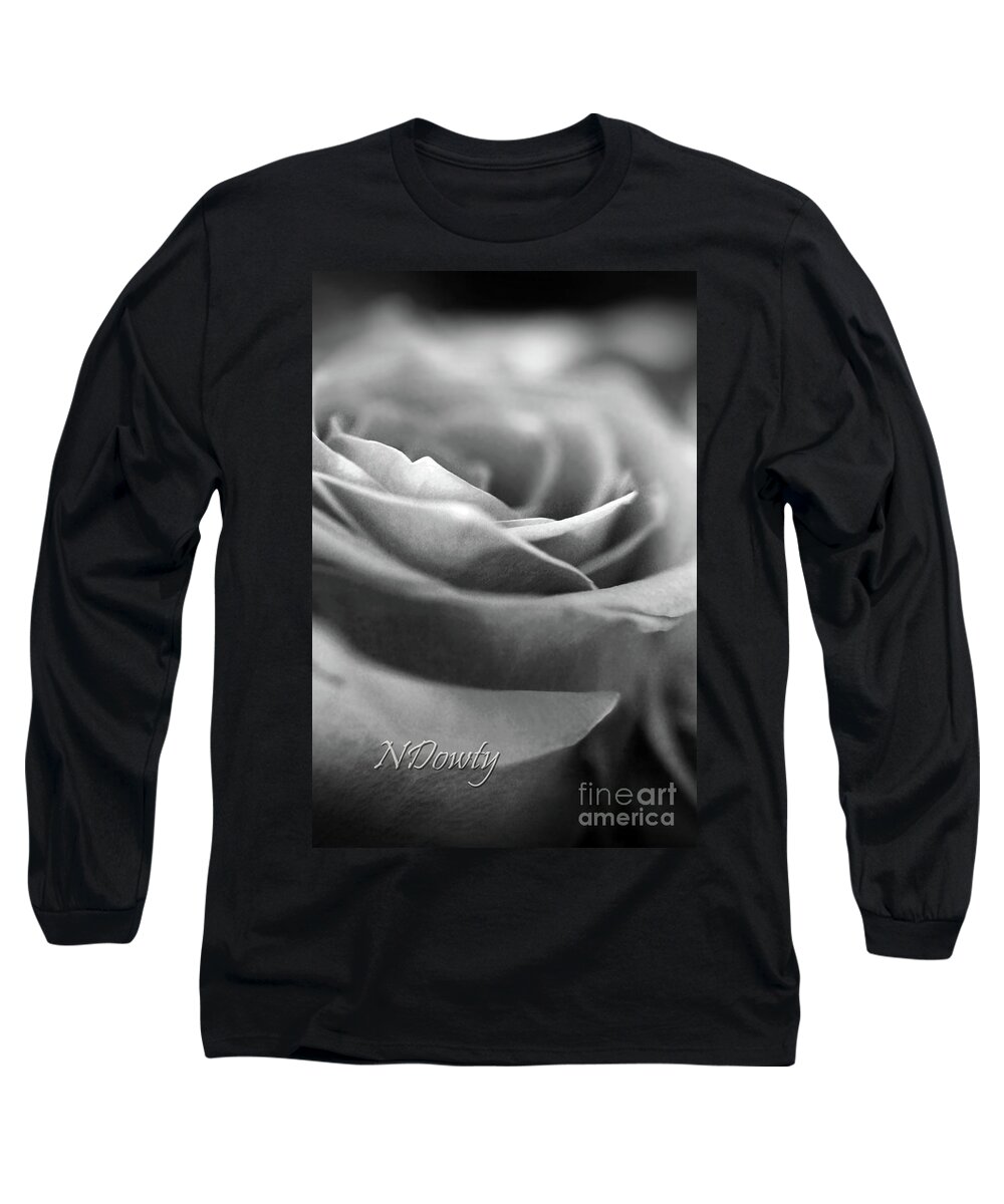 Rose Bw Long Sleeve T-Shirt featuring the photograph Rose BW by Natalie Dowty