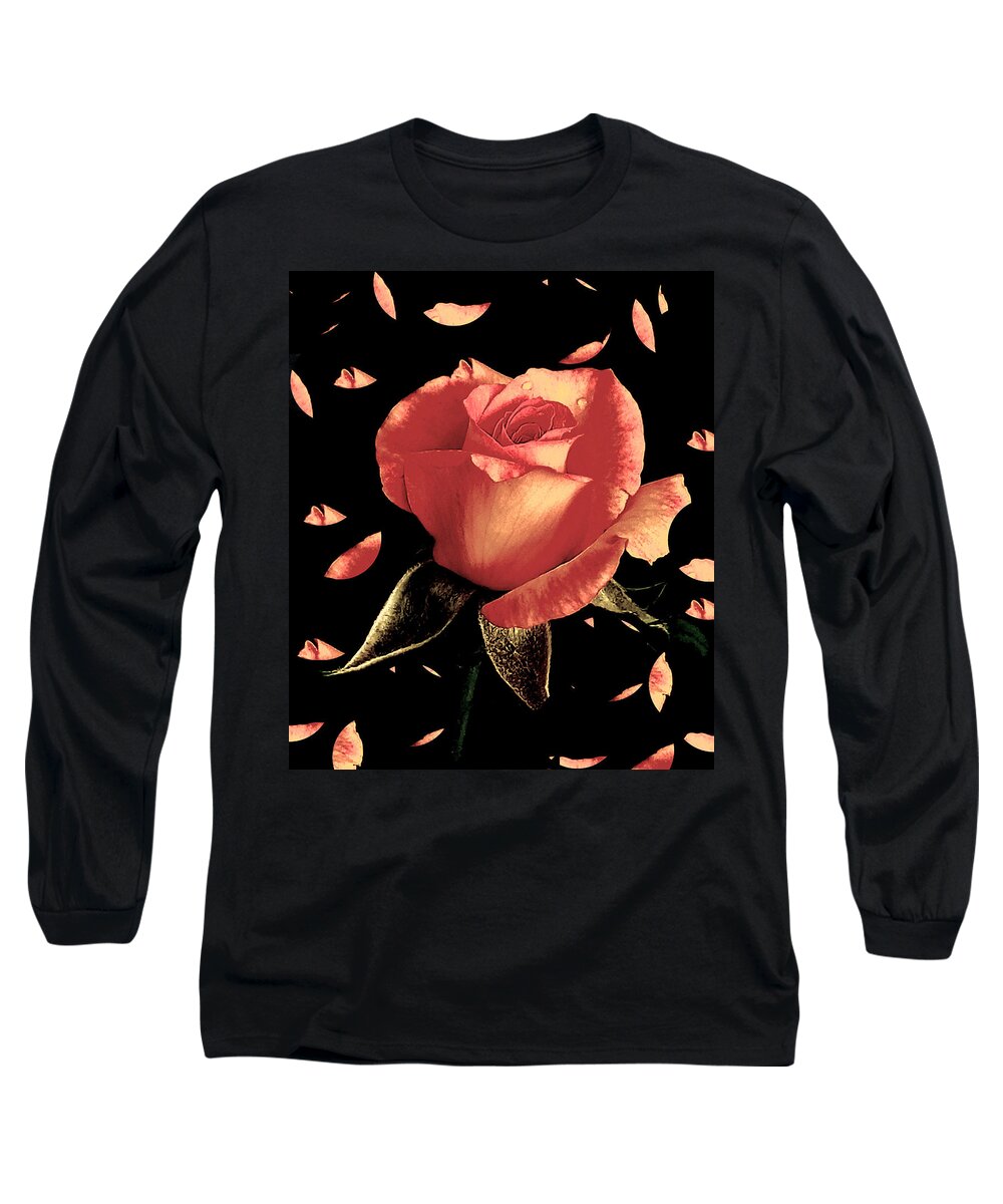 Rose Long Sleeve T-Shirt featuring the digital art Rose Petals by Dani McEvoy