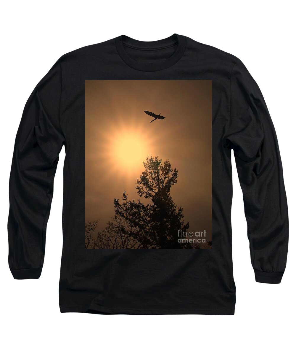 Herons Long Sleeve T-Shirt featuring the photograph Skybird by Kimberly Furey