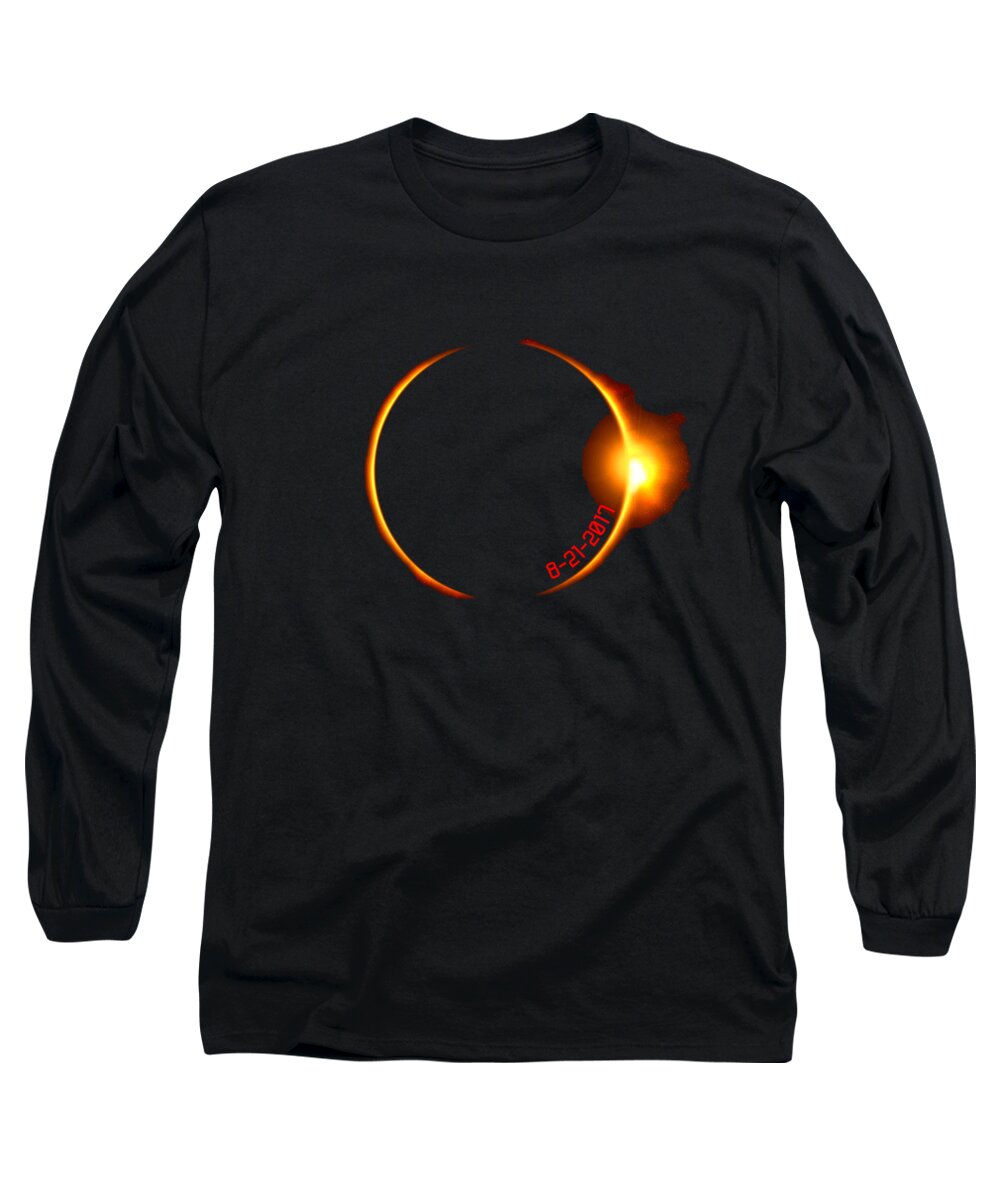 Funny Long Sleeve T-Shirt featuring the digital art Solar Eclipse 2017 by Flippin Sweet Gear