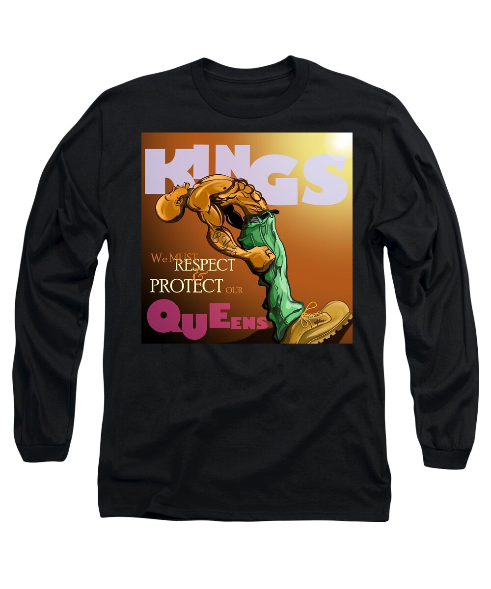 Black Art Long Sleeve T-Shirt featuring the digital art Stand Up by Demitrius Motion Bullock