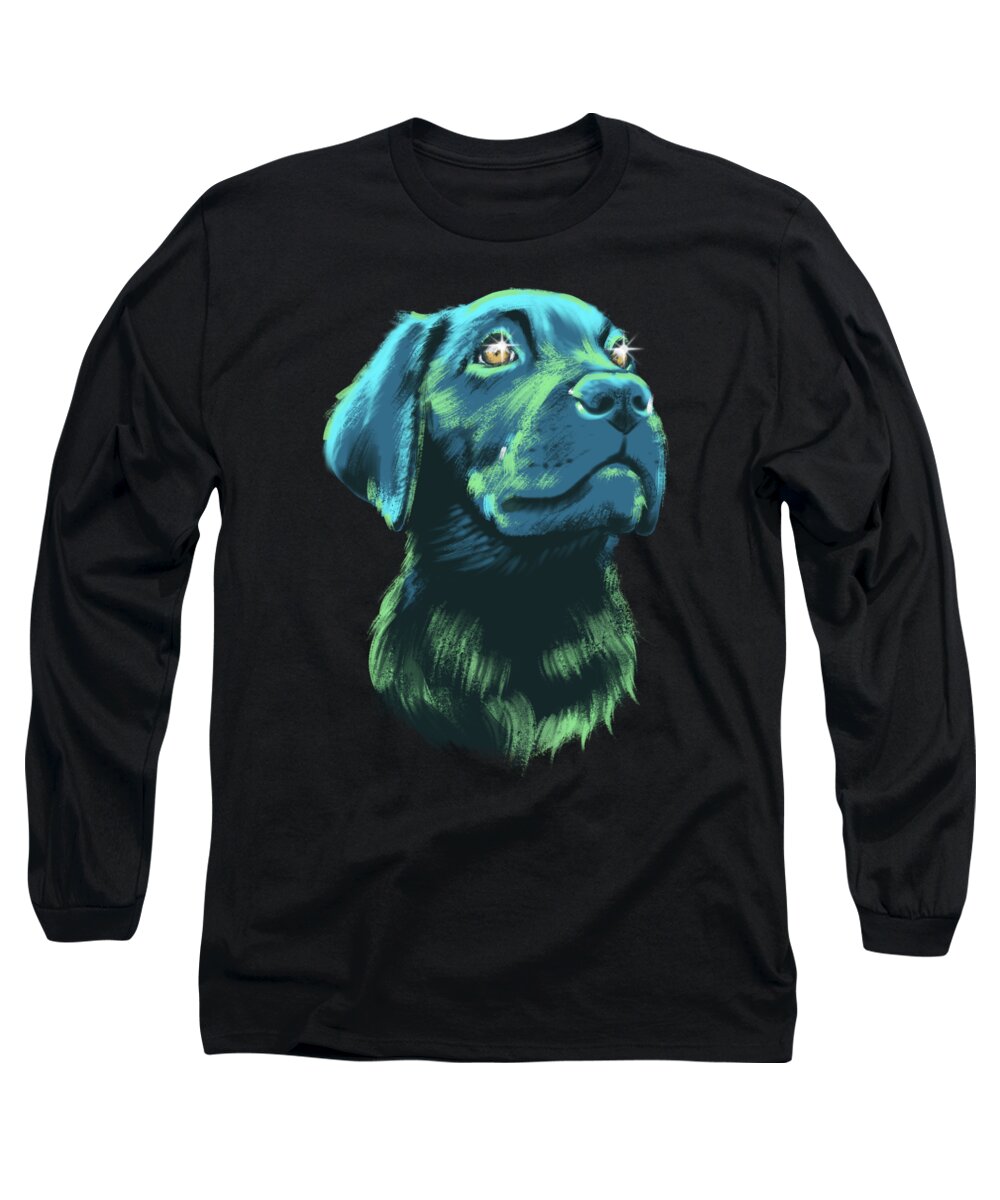 Labrador Long Sleeve T-Shirt featuring the digital art Starry Eyed Labrador Puppy by Jindra Noewi