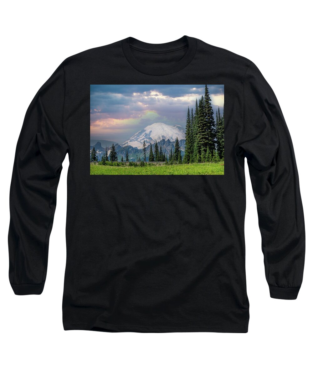 Mt. Rainier Long Sleeve T-Shirt featuring the photograph Storms a Coming at The Mountain by Jerry Cahill