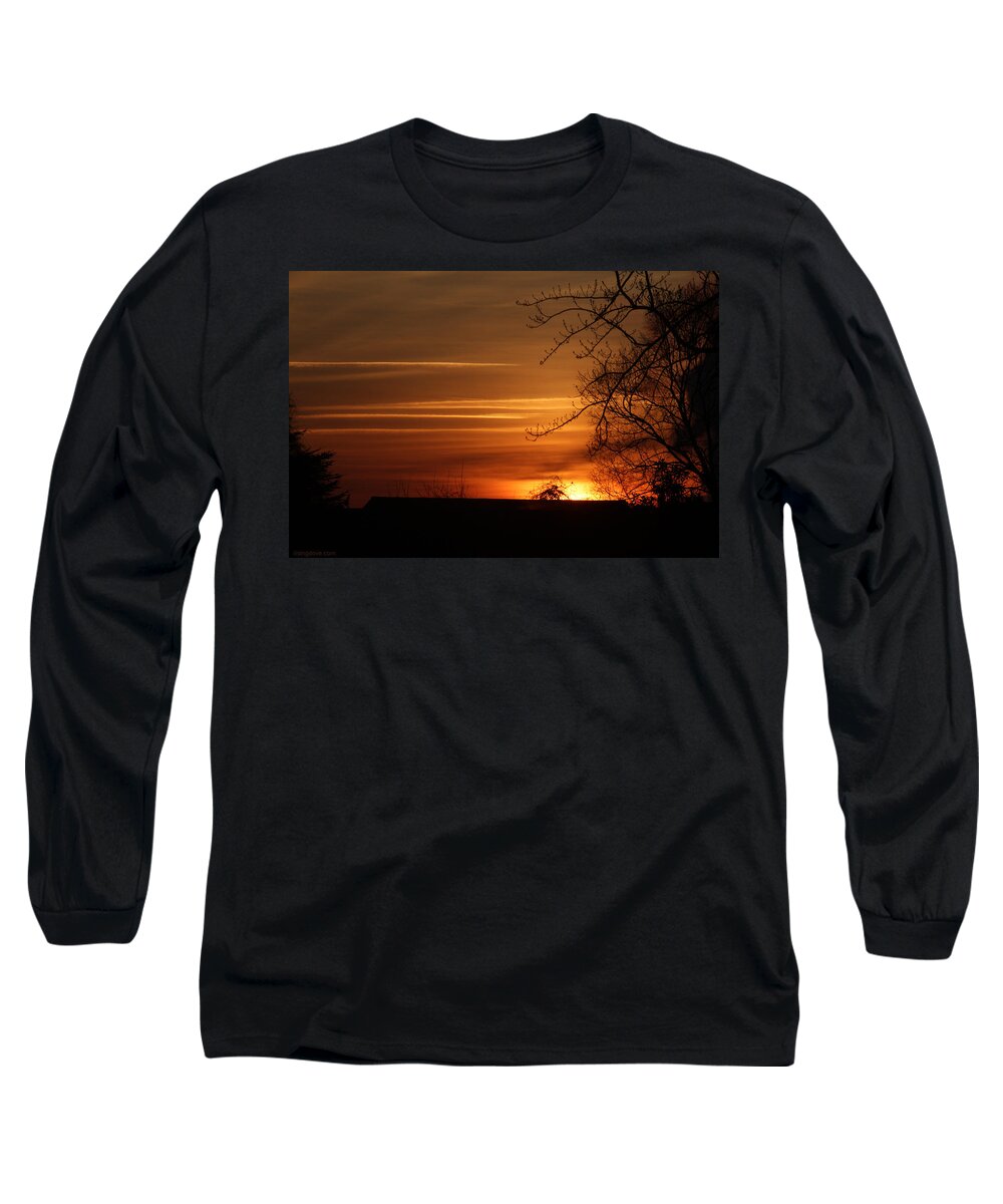 Golden Long Sleeve T-Shirt featuring the photograph Sunrise Gilds the Sky December 27 2020 by Miriam A Kilmer