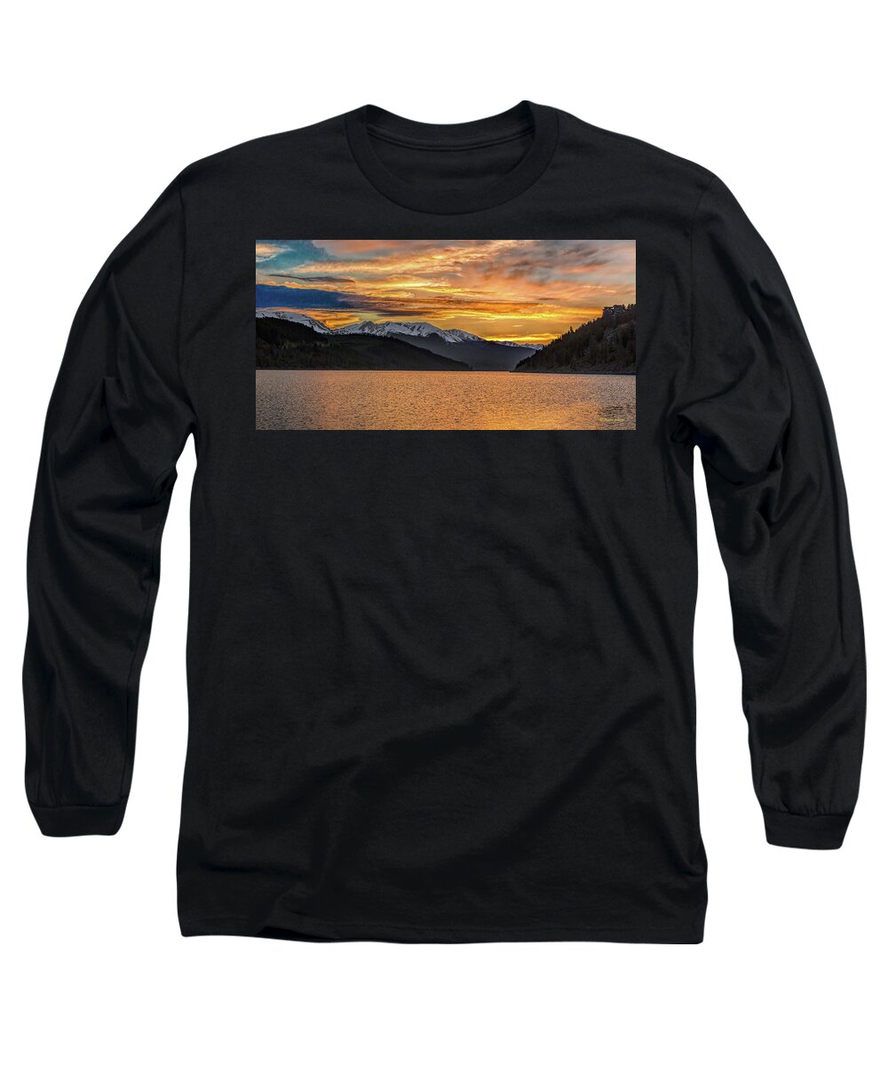 Sunset Long Sleeve T-Shirt featuring the photograph Sunset at Lake Dillon Panorama by Stephen Johnson
