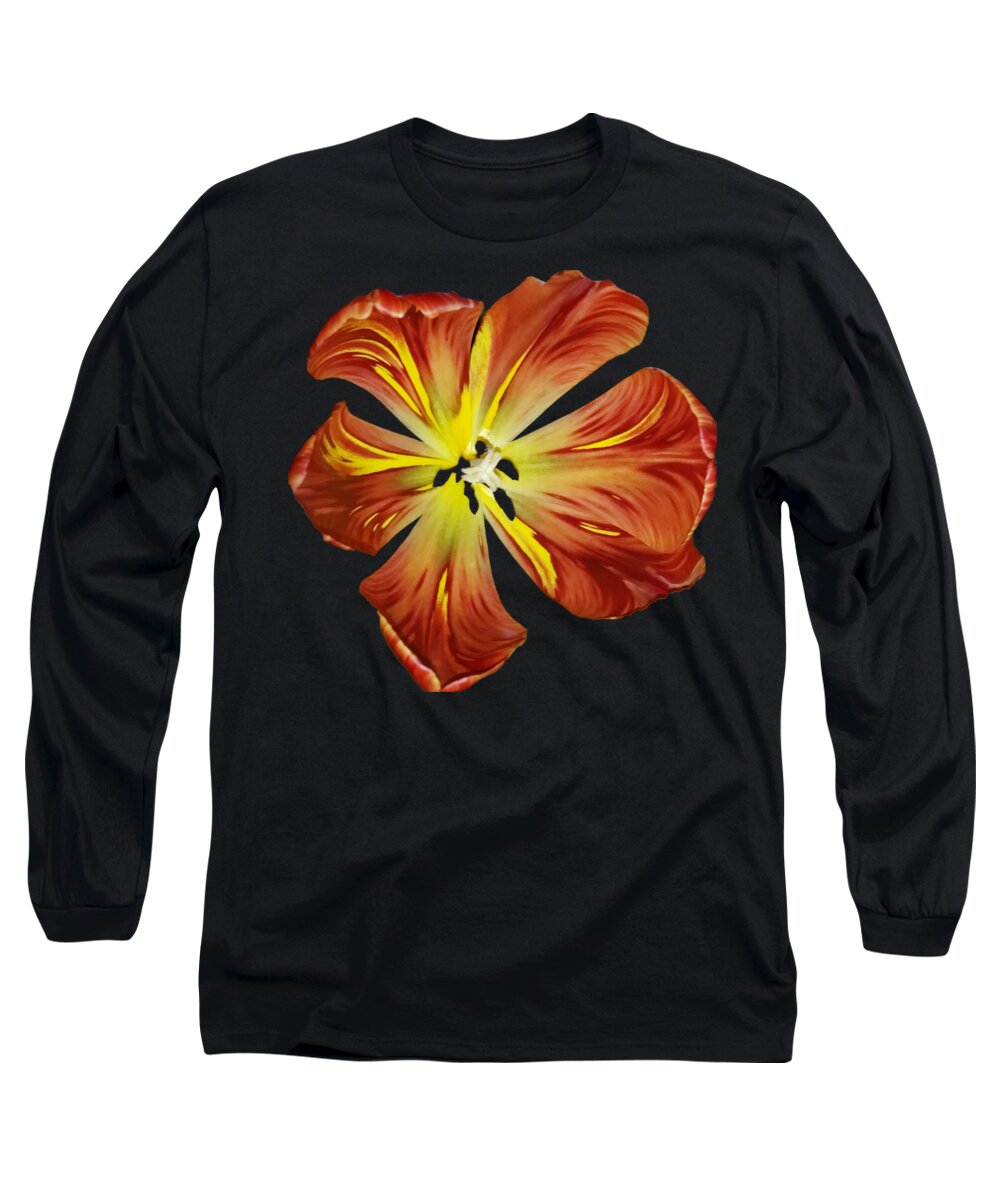 Tulip Long Sleeve T-Shirt featuring the digital art Sunset Tulip by Donna Brown
