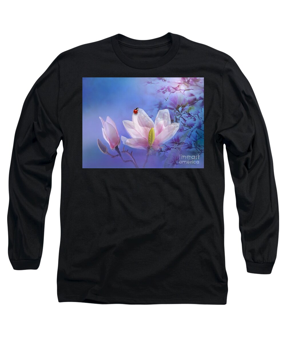 Magnolia Blossom Long Sleeve T-Shirt featuring the digital art Sweet Magnolia by Morag Bates