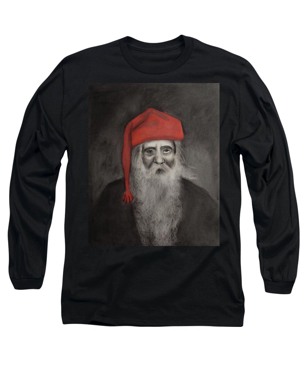 Belsnickel Long Sleeve T-Shirt featuring the drawing The Belsnickel by Nadija Armusik