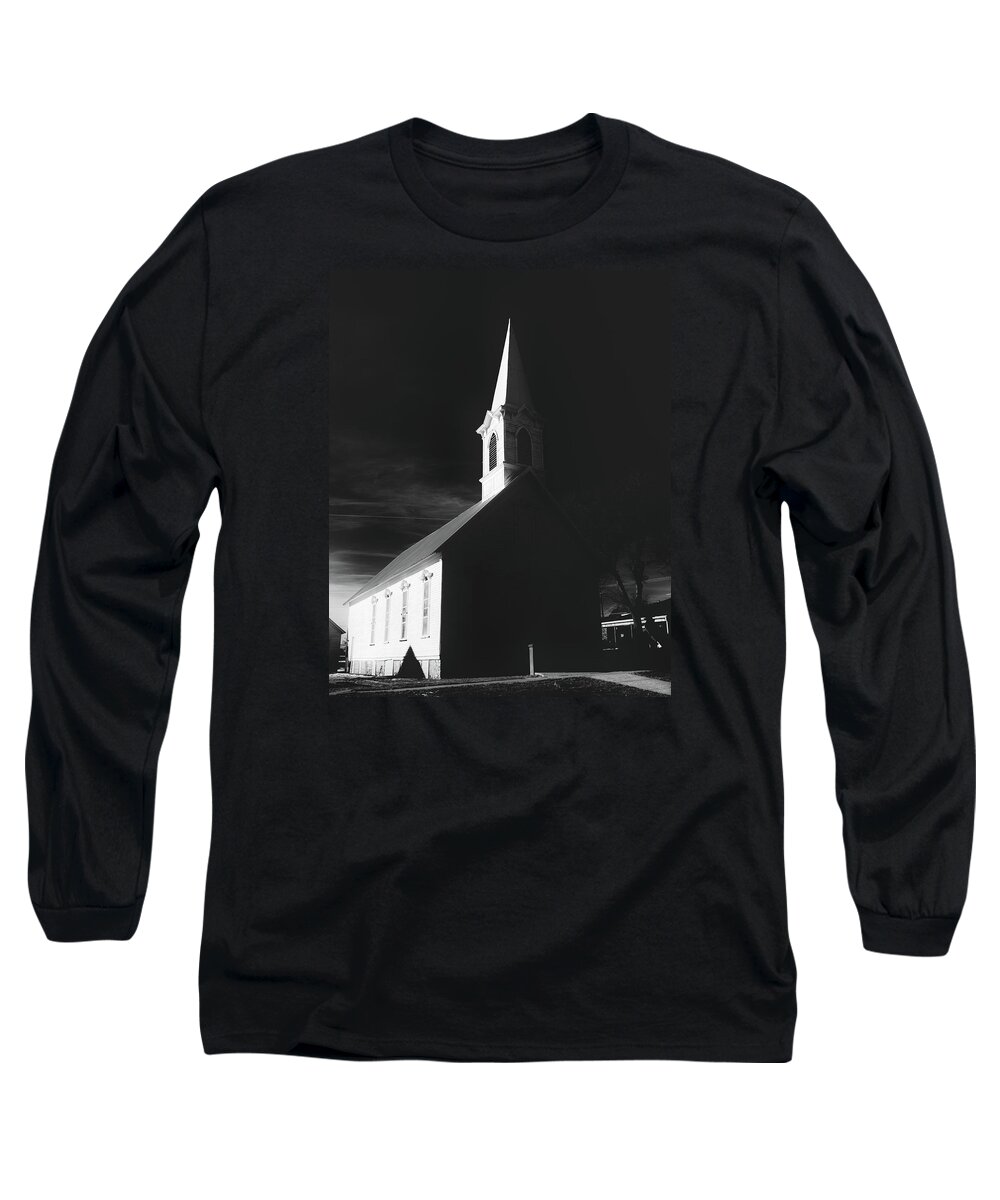 Black And White Long Sleeve T-Shirt featuring the photograph The Church by Jason Roberts