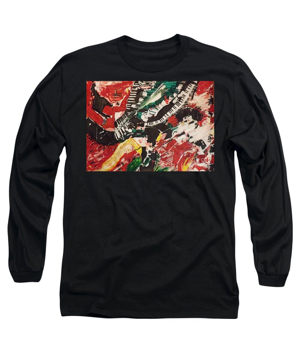 Abstract Long Sleeve T-Shirt featuring the painting The Color Of Music by Denise Morgan