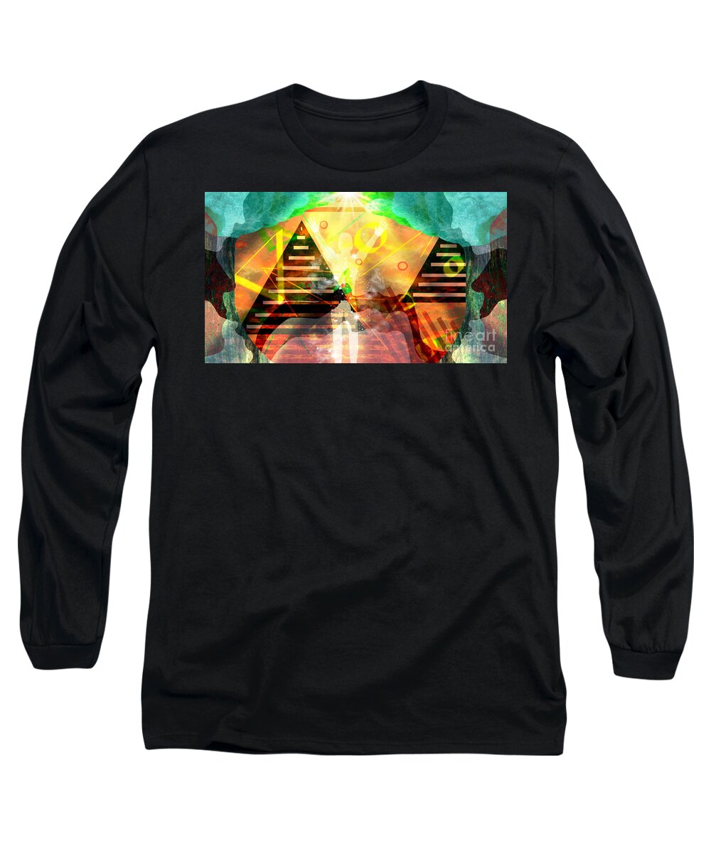 Spiritual Art Long Sleeve T-Shirt featuring the digital art The Dawn Of Man by Diamante Lavendar