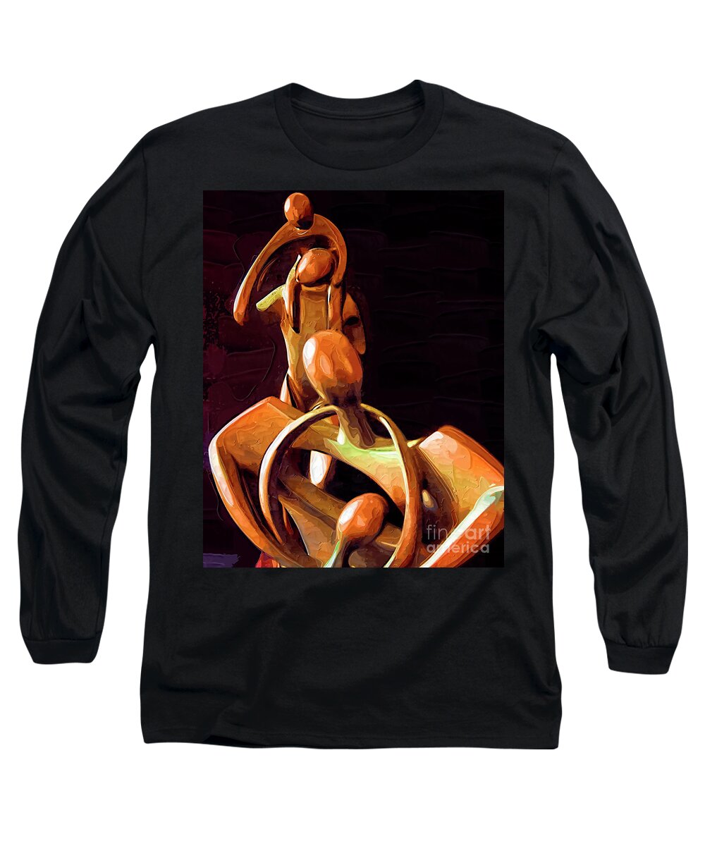 Abstract Long Sleeve T-Shirt featuring the digital art The Family Unit In Soft Hues by Kirt Tisdale