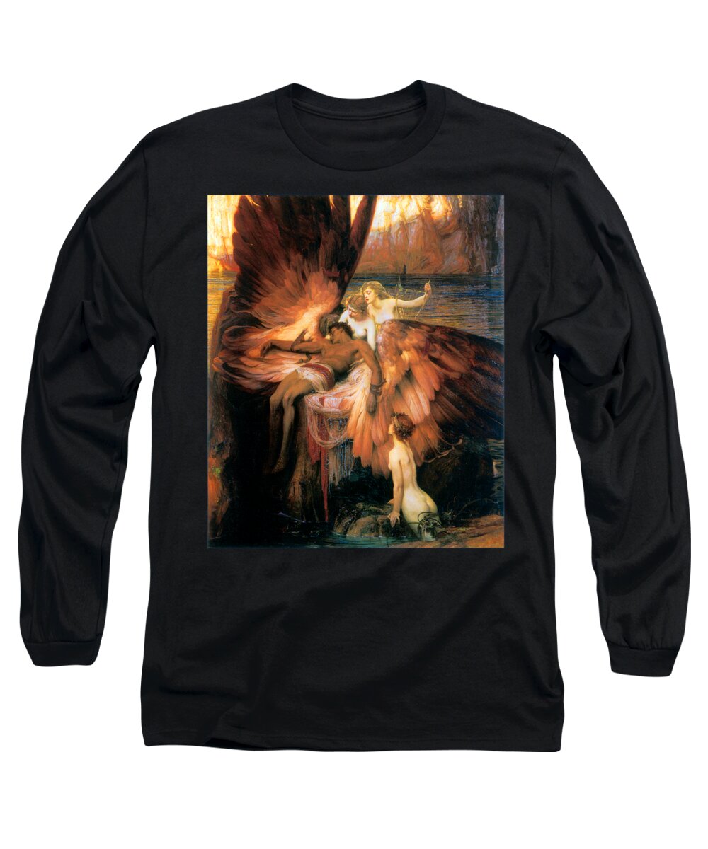 Icarus Long Sleeve T-Shirt featuring the painting The Lament for Icarus 1898 by Herbert James Draper