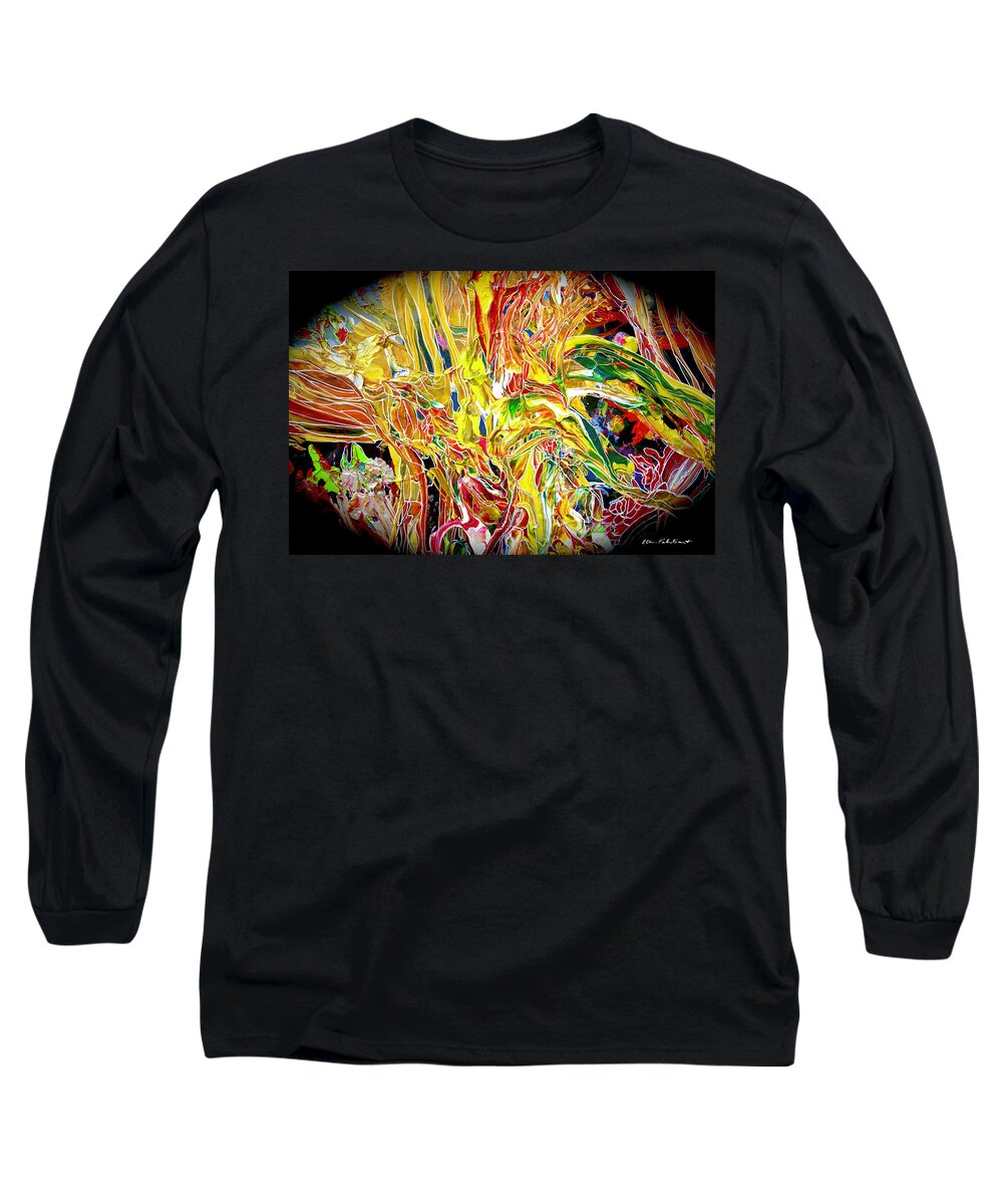 Wall Art Long Sleeve T-Shirt featuring the painting The Multi-Colored Spherical by Ellen Palestrant
