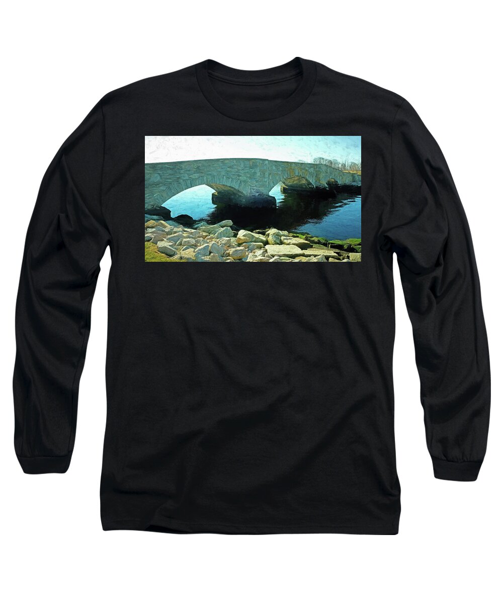Stone Bridge Long Sleeve T-Shirt featuring the photograph The Old Stone Bridge by Nancy De Flon
