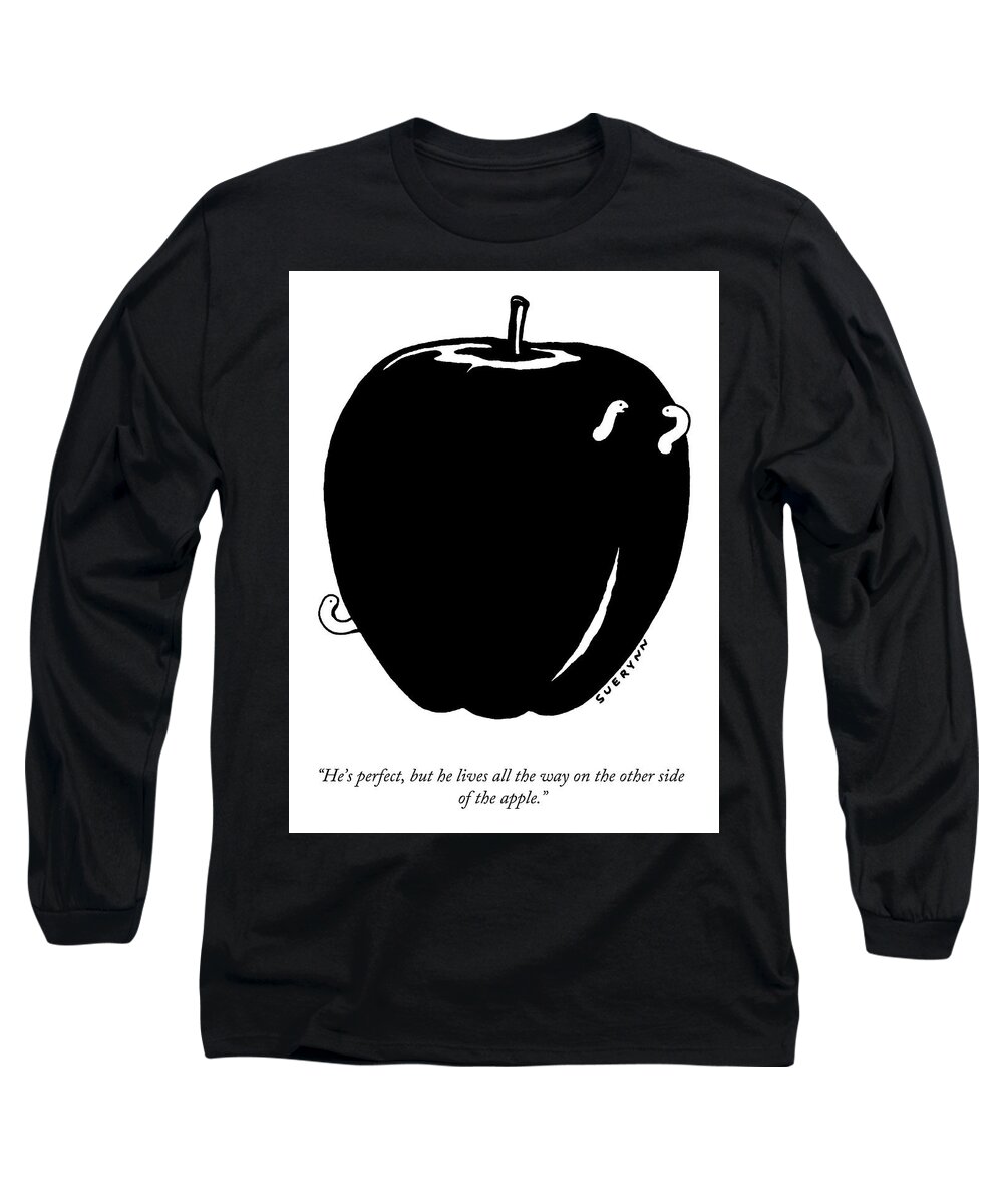 A27306 Long Sleeve T-Shirt featuring the drawing The Other Side of the Apple by Suerynn Lee