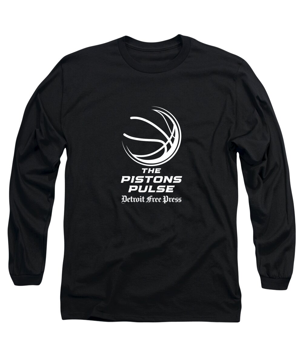 Pistons Long Sleeve T-Shirt featuring the digital art The Pistons Pulse White Logo by Gannett