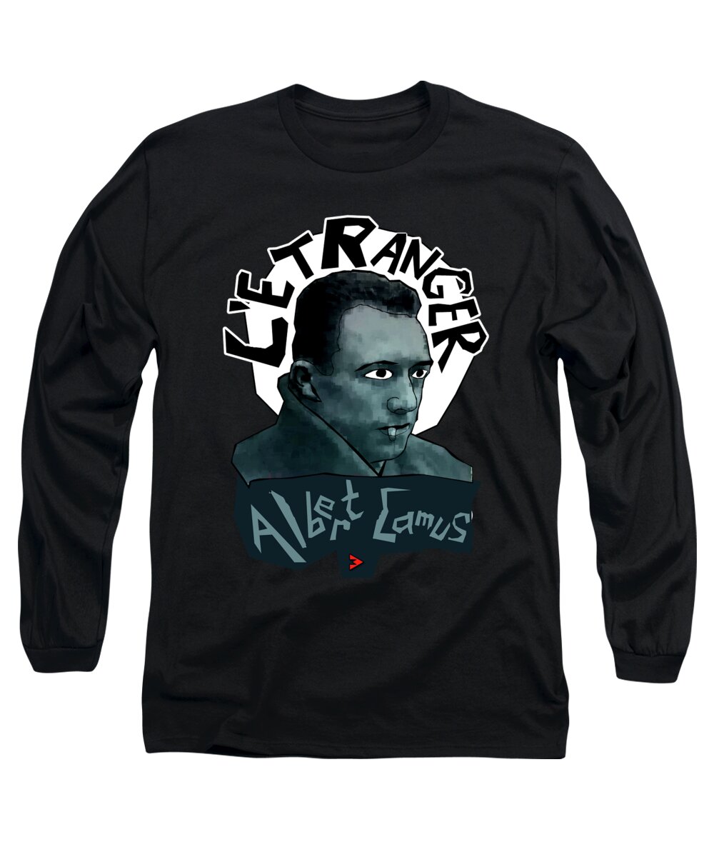 Albert Camus Long Sleeve T-Shirt featuring the digital art The Stranger by Albert Camus by Zoran Maslic