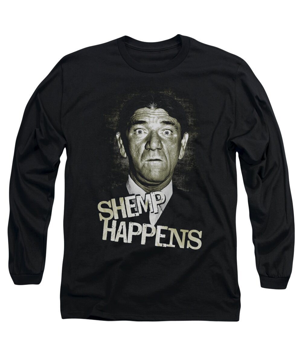 Winter Lion Long Sleeve T-Shirt featuring the digital art The Three Stooges Classic Shemp Happens by Devi May