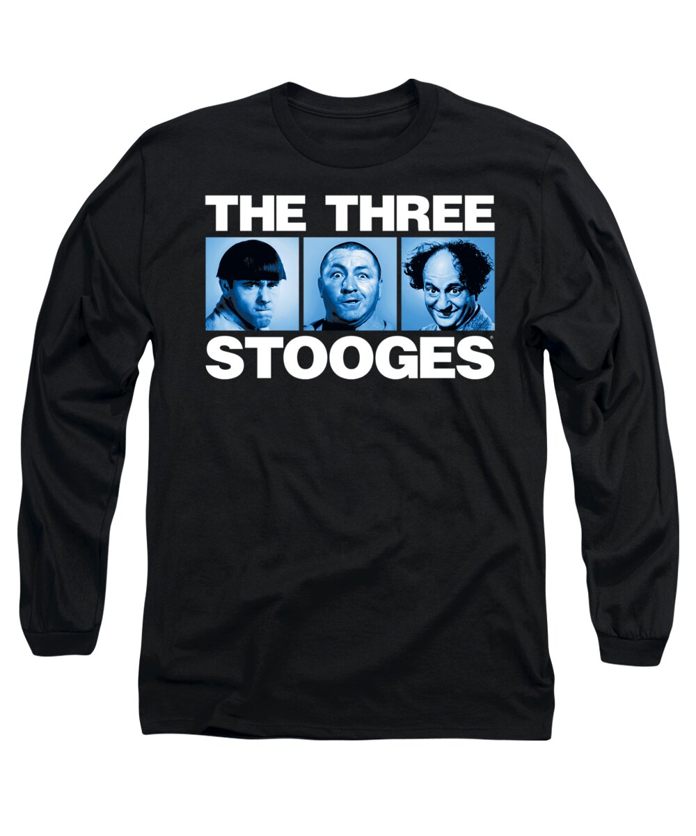 All You Need Is Love Long Sleeve T-Shirt featuring the digital art The Three Stooges Classic Three Squares by Devi May