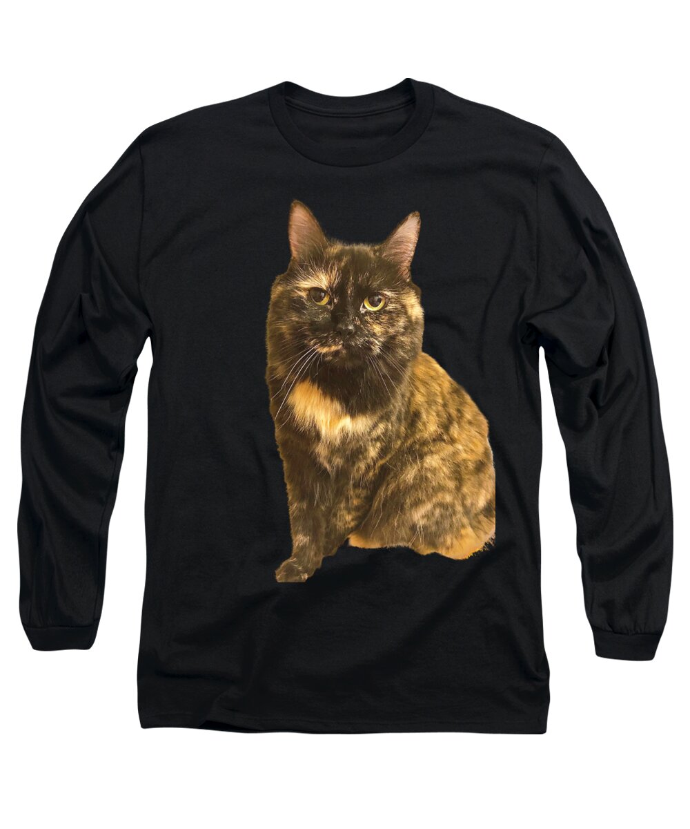 Cat Long Sleeve T-Shirt featuring the photograph Tortoise Long Hair Cat by Lisa Pearlman