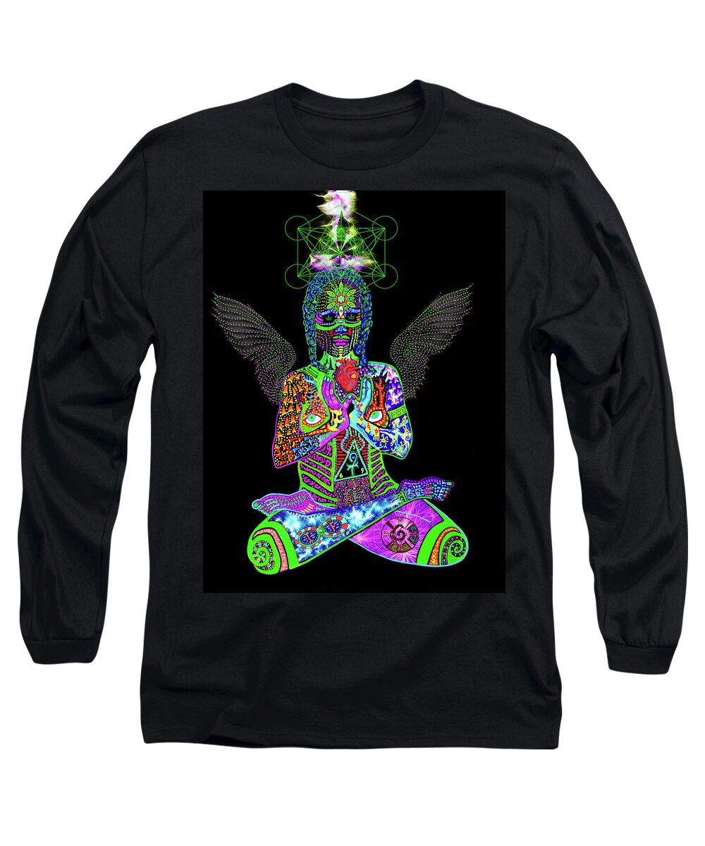 Visionary Art Long Sleeve T-Shirt featuring the mixed media Transurfing Intelligence by Myztico Campo