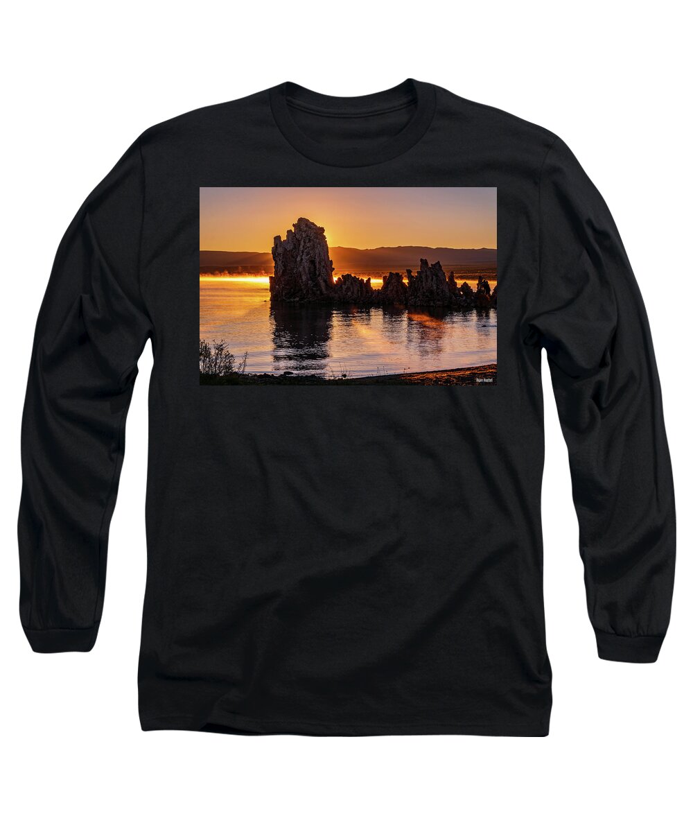 Mono Lake Long Sleeve T-Shirt featuring the photograph Tufa Sunrise by Ryan Huebel