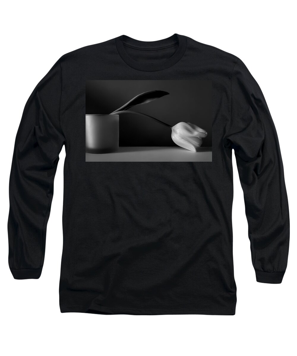 Art Long Sleeve T-Shirt featuring the photograph Tulip Still Life Black and White by Joan Han