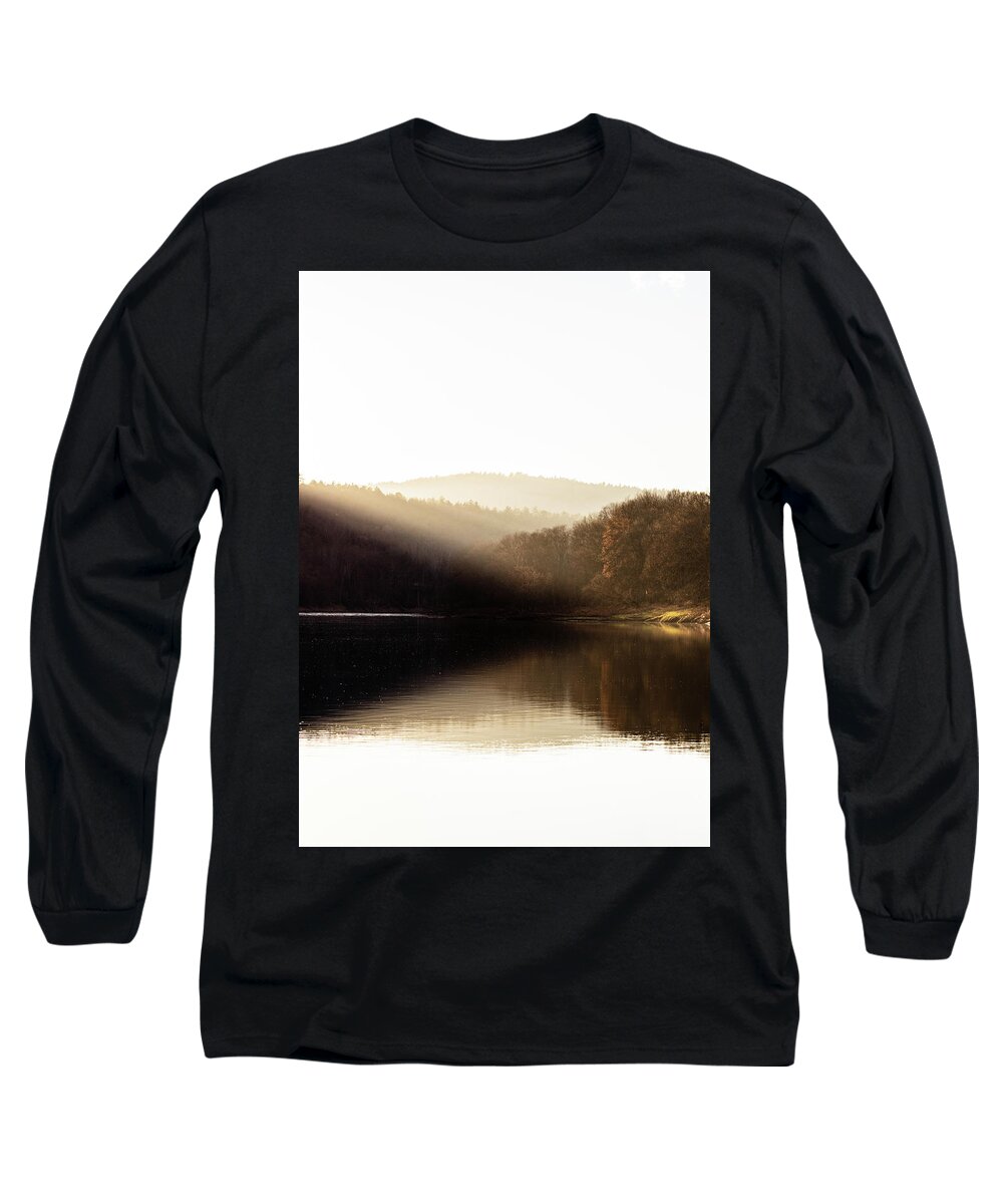 National Parks Long Sleeve T-Shirt featuring the photograph Upper Delaware River - Pond Eddy NY by Amelia Pearn