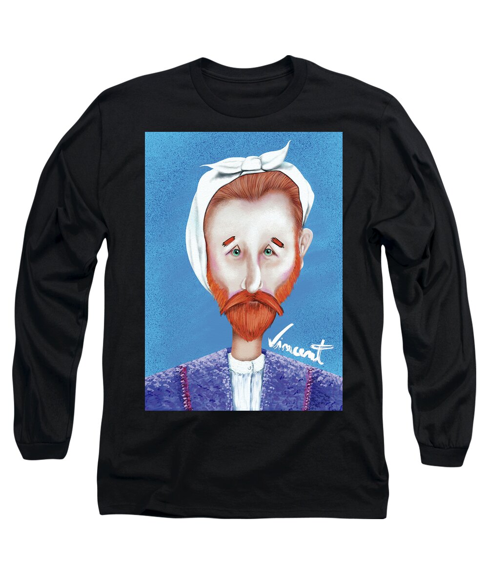 Vincent Long Sleeve T-Shirt featuring the digital art Vincent lost a ear by accident by Isabel Salvador